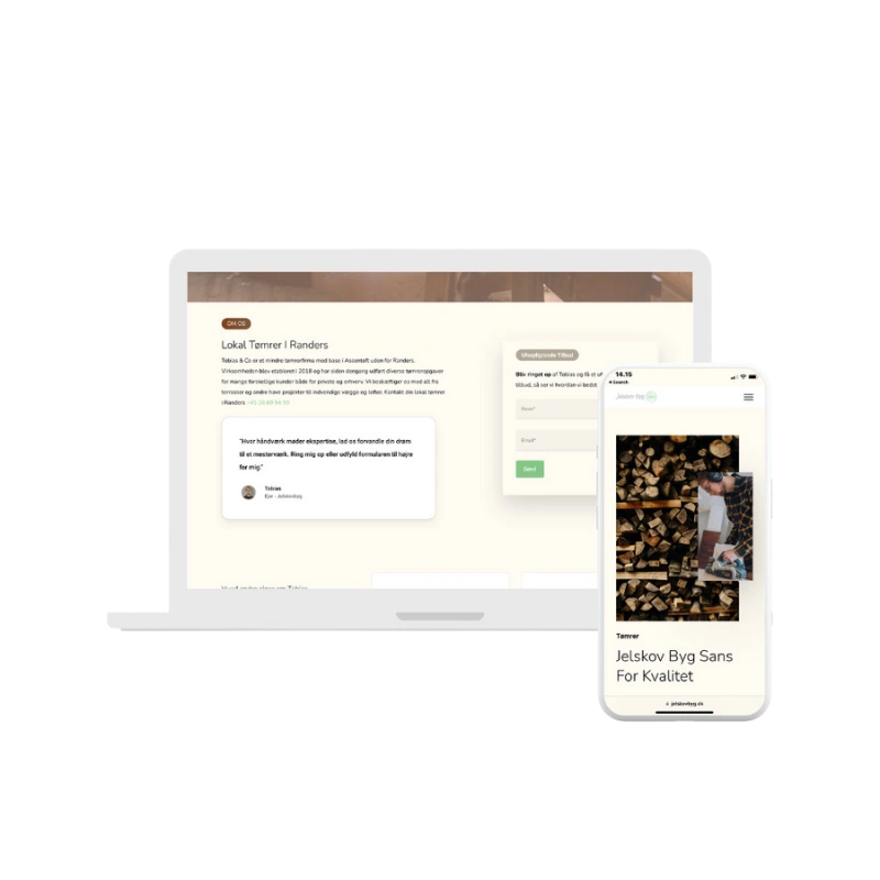 Carpenter website design for local business on mobil and computer