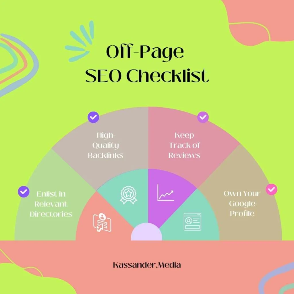 A checklist wheel to Off-Page SEO and Website Visibility 