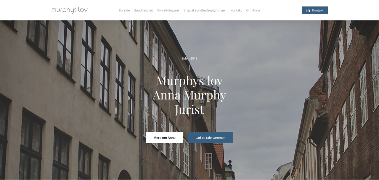 Hero section of the front page of Murphyslov Made by Kassander.media Website Design Studio